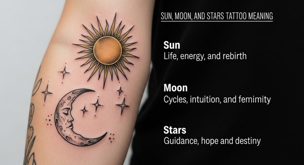 Sun, Moon, and Stars Tattoo Meaning Explained